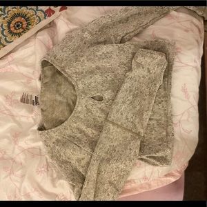 Khaki gymshark fleur long sleeve crop top